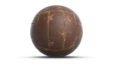 Beyaz arka plan üzerinde kahverengi deri geleneksel voleybol 3D çizimi