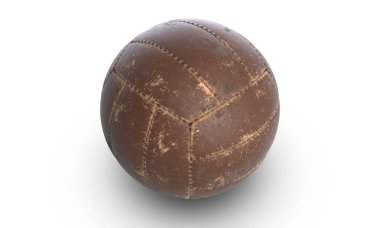 Beyaz arka plan üzerinde kahverengi deri geleneksel voleybol 3D çizimi