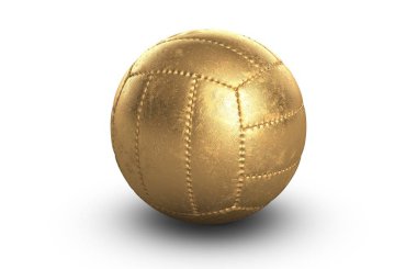 beyaz zemin üzerine altın voleybol 3D çizimi