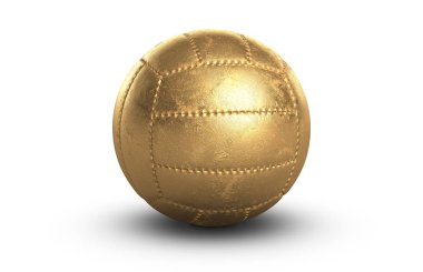 beyaz zemin üzerine altın voleybol 3D çizimi
