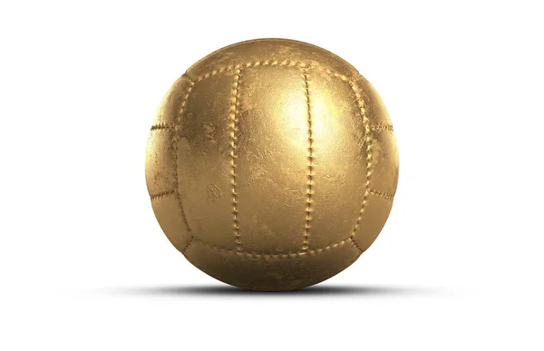 白い背景の上の黄金のバレーボールの 3 d イラストレーション — ストック写真