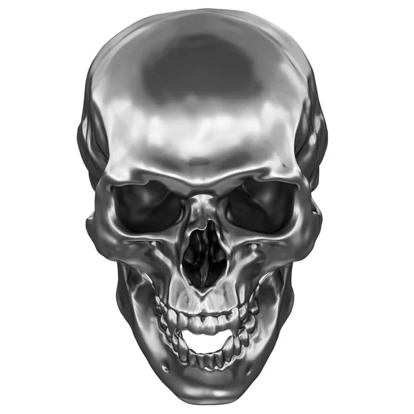 Ilustración Del Cráneo Humano Cromo Metálico Aislado Blanco —  Fotos de Stock