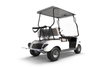 Beyaz arka plan üzerinde izole Golf arabası 3D render