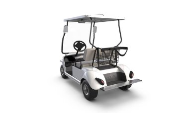 Beyaz arka plan üzerinde izole Golf arabası 3D render