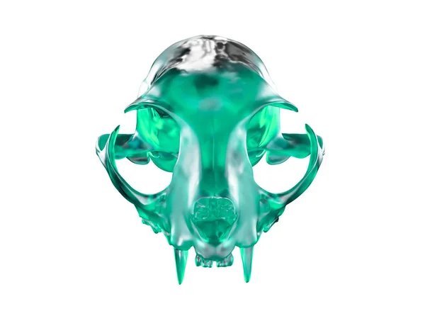 3D Render Emerald Cristal kot czaszka na białym tle — Zdjęcie stockowe