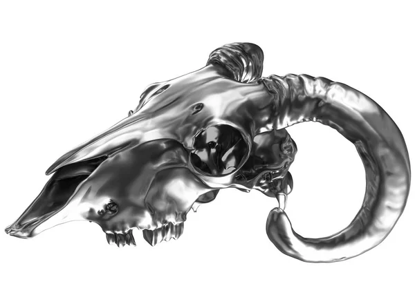 Metalic ram Skull na białym tle — Zdjęcie stockowe