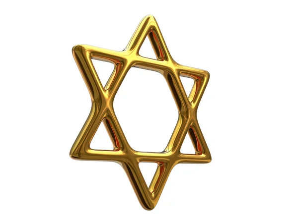 3D illustration of Gold star of David isolated on white background — Stock Photo, Image