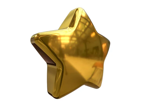 3D renderizado de Golden Christmas Star aislado sobre fondo blanco . — Foto de Stock