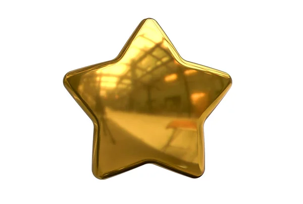 3D Render złotej Świąteczna gwiazda na białym tle. — Zdjęcie stockowe