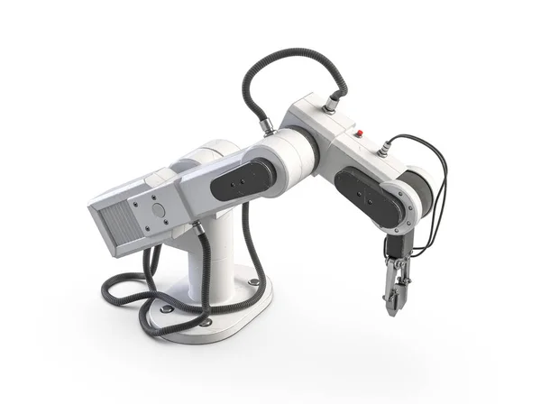 로봇 팔 흰색 절연의 3d 렌더링 — 스톡 사진