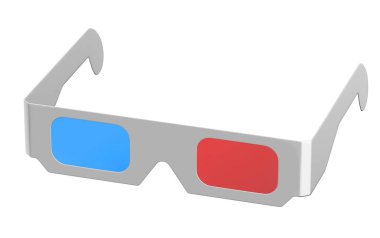 Beyaz izole anaglif gözlük 3d render