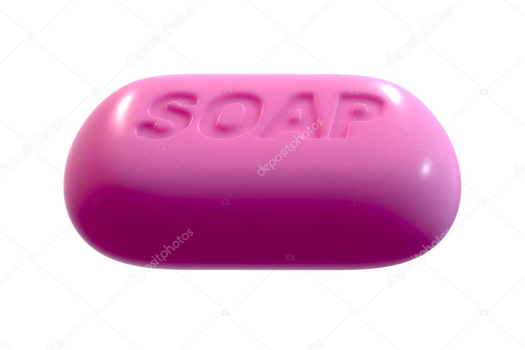 3D render of Pink Soap isolated on white background