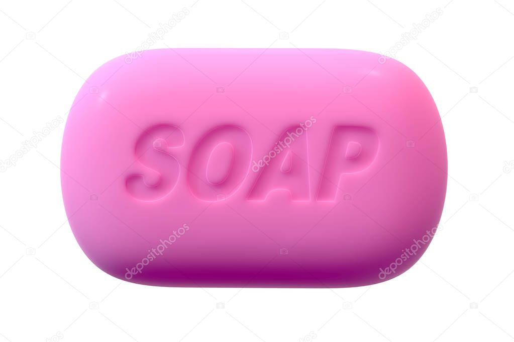 3D render of Pink Soap isolated on white background