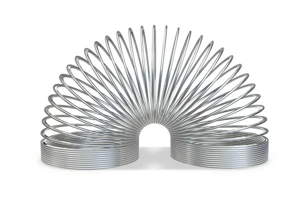 3D render of metallic toy spiral spring Royalty Free Stock Images