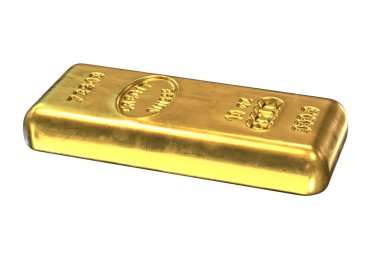 Beyaz izole Gold Bar 3d render