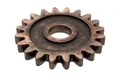 Eski Rusty Gear beyaz izole 3d render