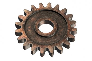 Eski Rusty Gear beyaz izole 3d render