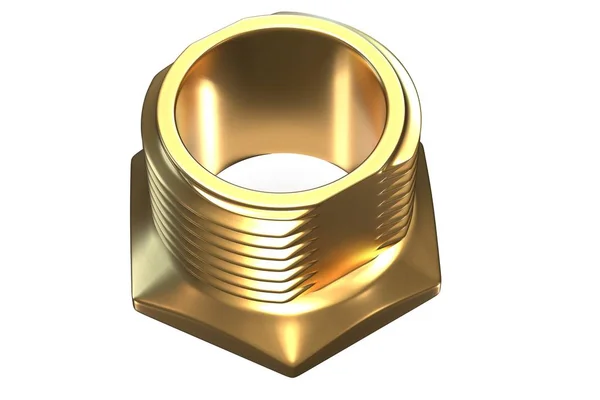 3D render of Brass Threaded Fitting on white background — Stock Photo, Image