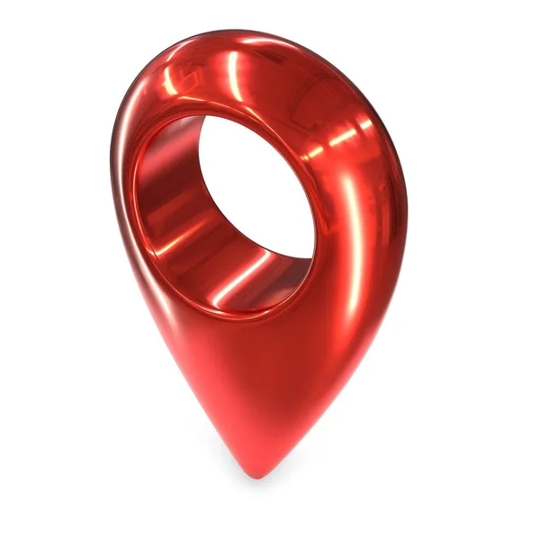 3D Render z czerwonej metalicznej mapy Geo PIN na białym tle — Zdjęcie stockowe