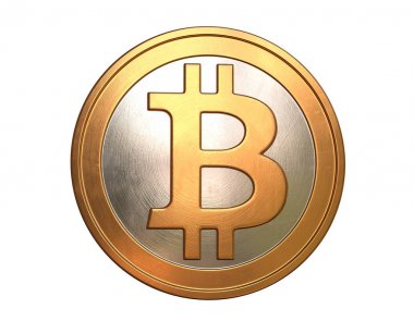 Beyaz izole bitcoin 3d render