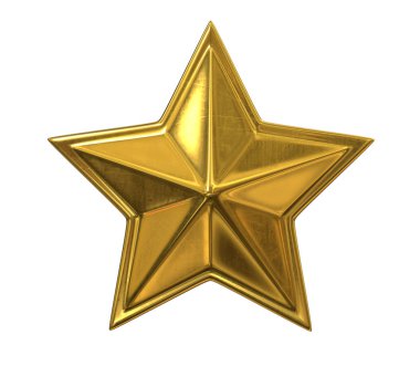 Beyaz Arka Plan izole Altın Noel Yıldızı 3d render.