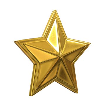 Beyaz Arka Plan izole Altın Noel Yıldızı 3d render.