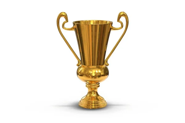 3D render van Golden Trophy Cup geïsoleerd op wit — Stockfoto
