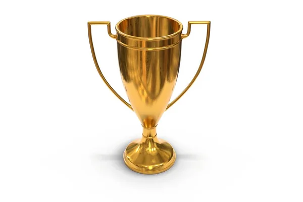 Representación 3D de copa de trofeo dorado aislada en blanco —  Fotos de Stock