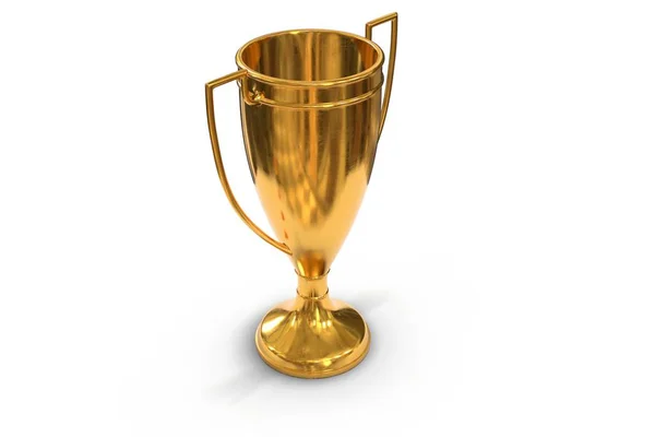 3D render of golden trophy cup isolated on white — Stock Photo, Image