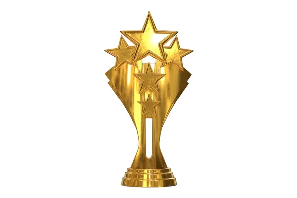 3D Render av Golden Stars Trophy isolerad på vitt — Stockfoto