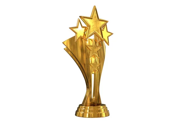 3D render of golden stars trophy isolated on white — Stock Photo, Image