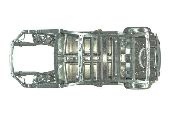 Representación 3D del marco metálico de la carrocería del coche aislado en blanco — Foto de Stock