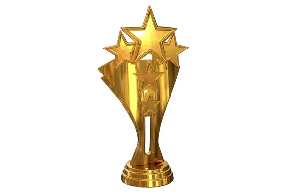 3D renderen van gouden sterren Trophy geïsoleerd op wit — Stockfoto