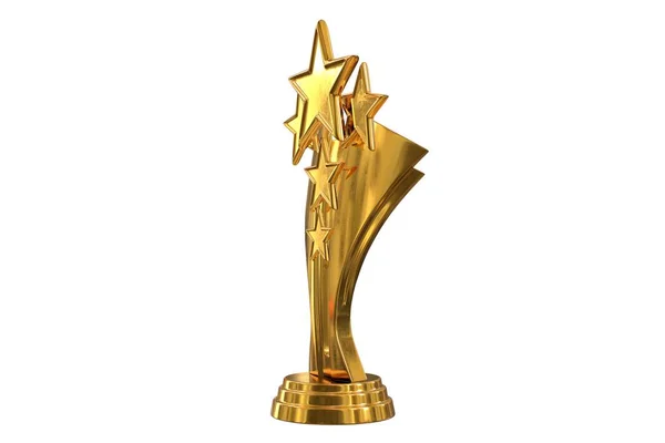 3D render of golden stars trophy isolated on white — Stock Photo, Image