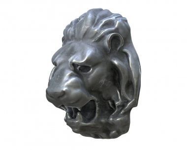 Metal Lion başının 3d render beyaz izole.