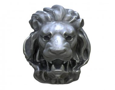 Metal Lion başının 3d render beyaz izole.