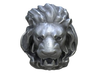 Metal Lion başının 3d render beyaz izole.