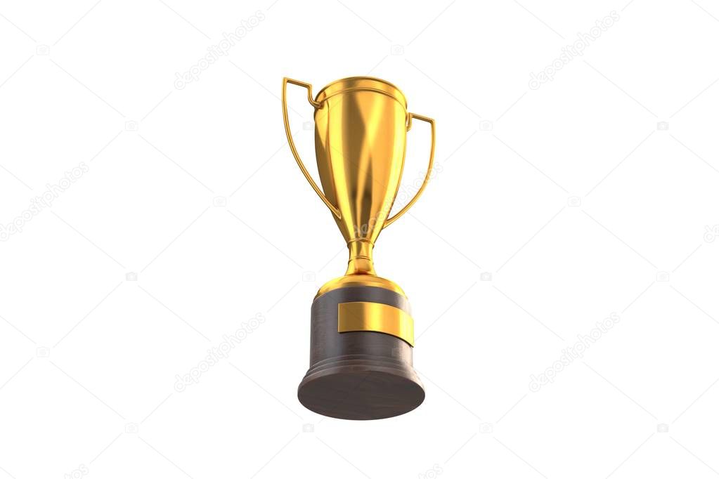 3D render of Gold Trophy Cup isolated on white.