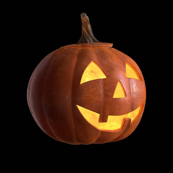 Korkunç Halloween Pumpkin Head 3d render siyah izole. — Stok fotoğraf