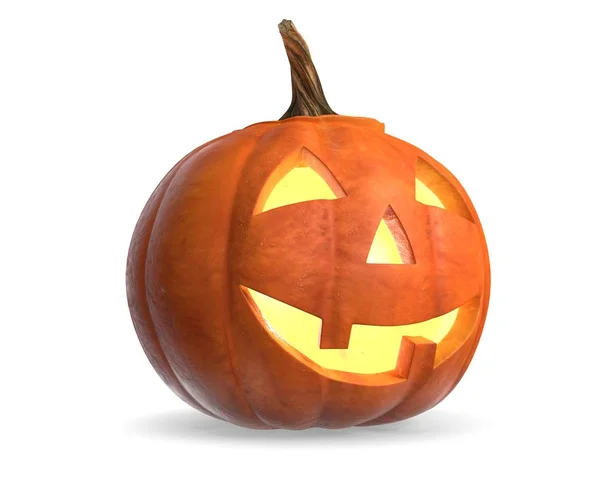 Korkunç Halloween Kabak Kafa 3d render beyaz izole. — Stok fotoğraf