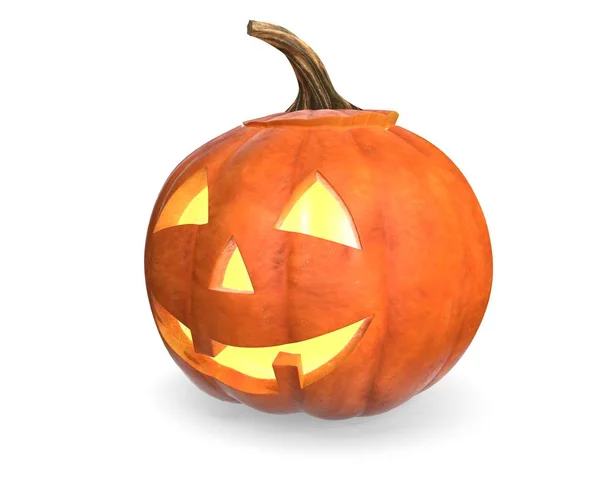 Korkunç Halloween Kabak Kafa 3d render beyaz izole. — Stok fotoğraf