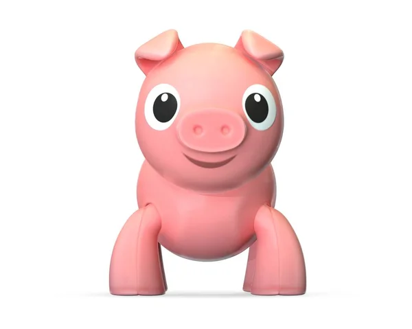 白に隔離プラスチックピンクのおもちゃ豚の3Dレンダリング. — ストック写真