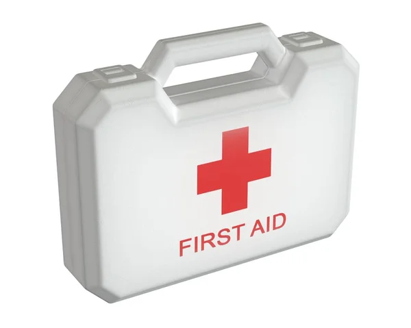 Prostorové vykreslení soupravy první pomoci izolované na bílém. — Stock fotografie