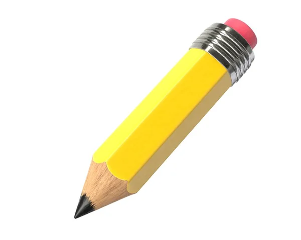 3D render of short yellow pencil isolated on white — Stock Photo, Image