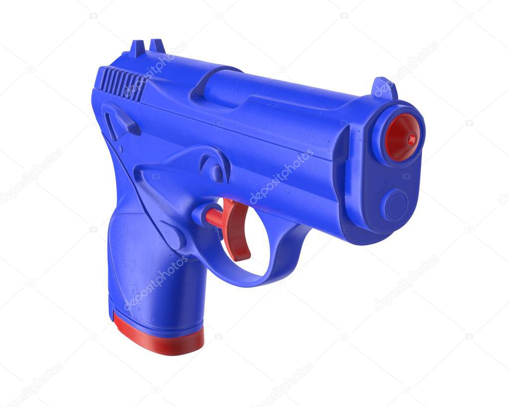 3D render of plastic water pistol isolated on white