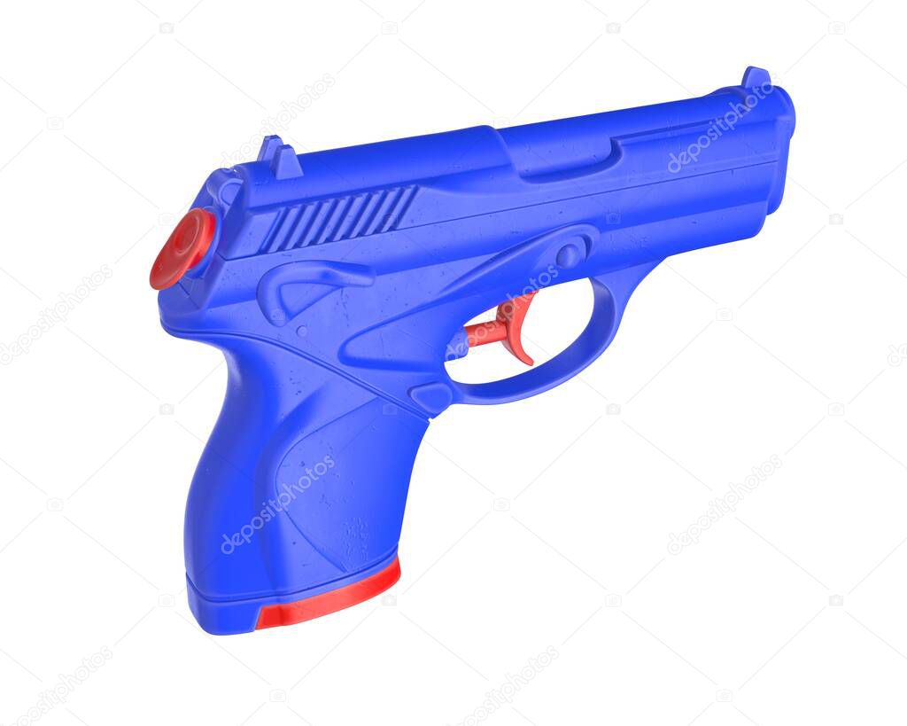 3D render of plastic water pistol isolated on white