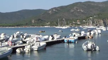 Motorlu tekneler ve liman tekneler.