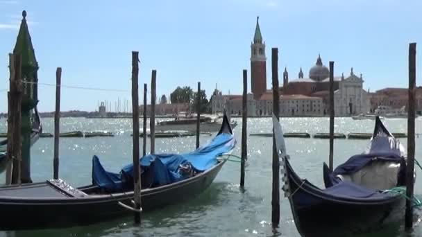 Gondola Vodě Benátkách Cesta Itálie Město Vodě — Stock video