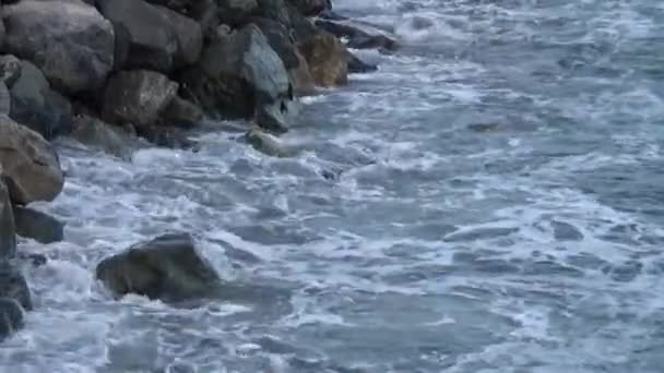 Sea Waves Beat Rocks — Stock Video
