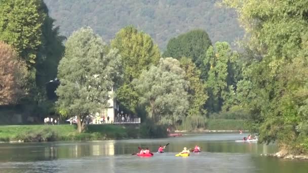 Vízi Sportok Kajak Kenu Kajak Víz Evezős Versenyek — Stock videók